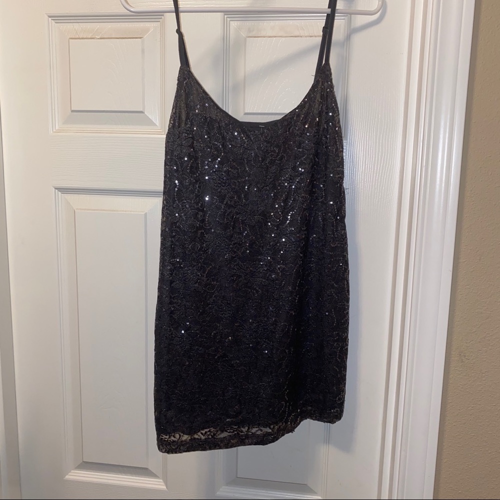 Sequined spaghetti strap tank